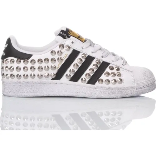 Handgefertigte Silber Weiße Sneakers , Herren, Größe: 35 1/2 EU - Adidas - Modalova