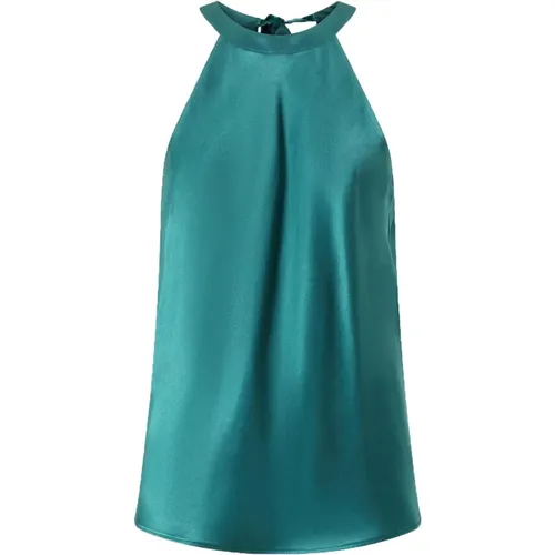 Satin Sleeveless Top with Bow Fastening , female, Sizes: 2XS - pinko - Modalova