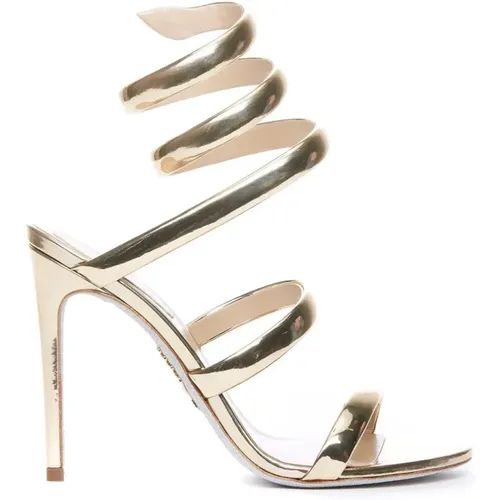 Golden Strappy Sandals , female, Sizes: 3 UK, 4 1/2 UK - René Caovilla - Modalova