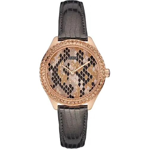 Roségold Lederuhr Multicolor Zifferblatt - Guess - Modalova