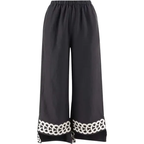 Leinenhose mit Stickerei , Damen, Größe: XS - By Malene Birger - Modalova