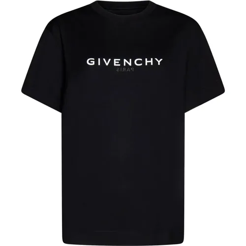 Schwarze T-Shirts und Polos Weiß/Blau , Damen, Größe: L - Givenchy - Modalova