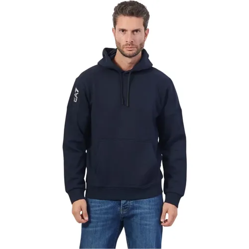 Blaue Hoodie Pullover mit Logo , Herren, Größe: XL - Emporio Armani - Modalova