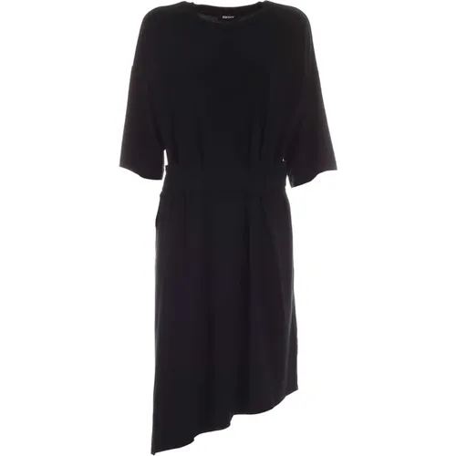 Schwarzes Tunika Kleid mit Metall Details , Damen, Größe: S - DKNY - Modalova