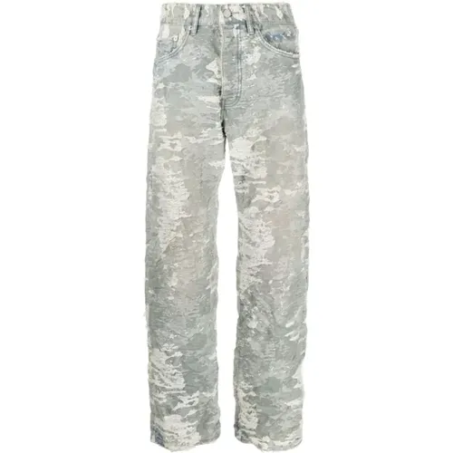 Distressed Mid-Rise Straight Jeans , male, Sizes: W33, W32, W34, W31 - Purple Brand - Modalova