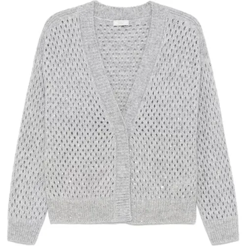 Sequin Appliqué Cardigan , female, Sizes: XL, L - PESERICO - Modalova