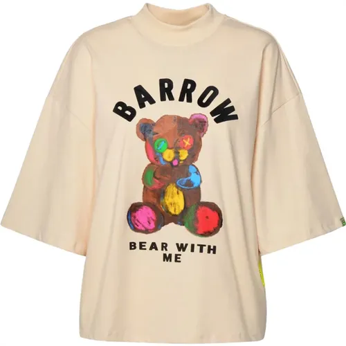Stylisches Cropped Jersey T-Shirt , Damen, Größe: L - Barrow - Modalova