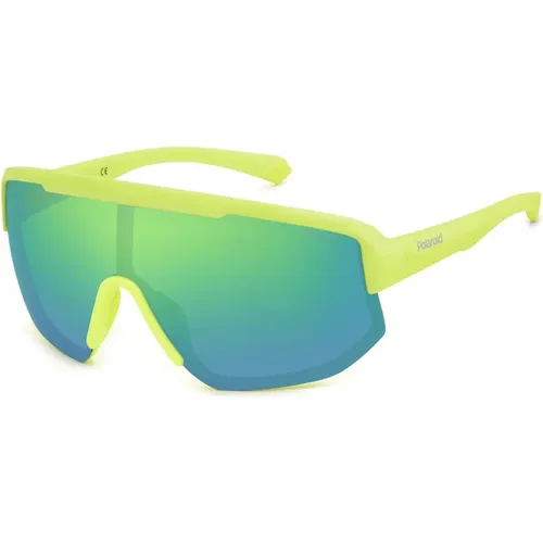 Matte Lime/Blue Sunglasses , unisex, Sizes: ONE SIZE - Polaroid - Modalova