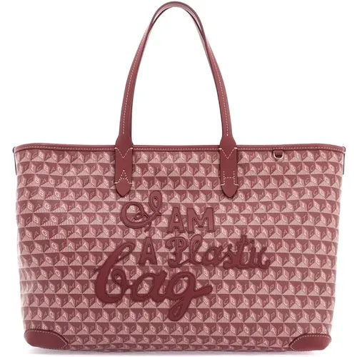 Eco-friendly Zipped Motif Tote Bag , female, Sizes: ONE SIZE - Anya Hindmarch - Modalova