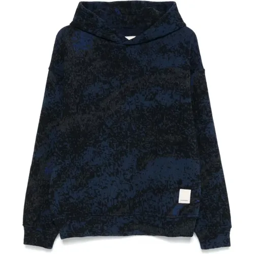 Knitted Hooded Sweater Navy Blue , male, Sizes: S, M, L - Emporio Armani - Modalova