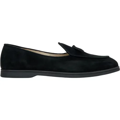 Damen Schwarze Loafer aus Italienischem Echtem Velours mit Fransen , Damen, Größe: 37 EU - Estro - Modalova