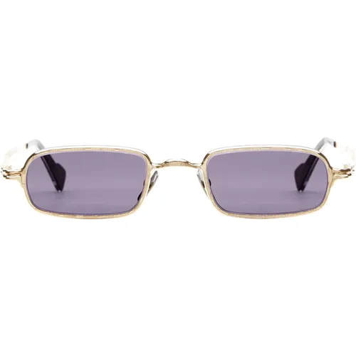 Rectangular Narrow Sunglasses - Gold , male, Sizes: ONE SIZE - Kuboraum - Modalova