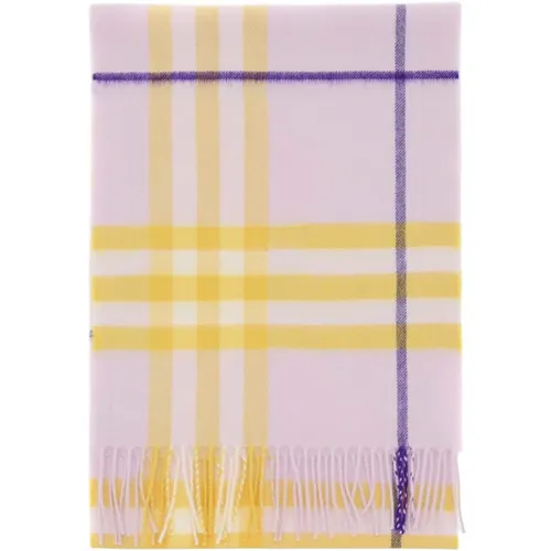 Check Cashmere Scarf with Iconic Motif , female, Sizes: ONE SIZE - Burberry - Modalova