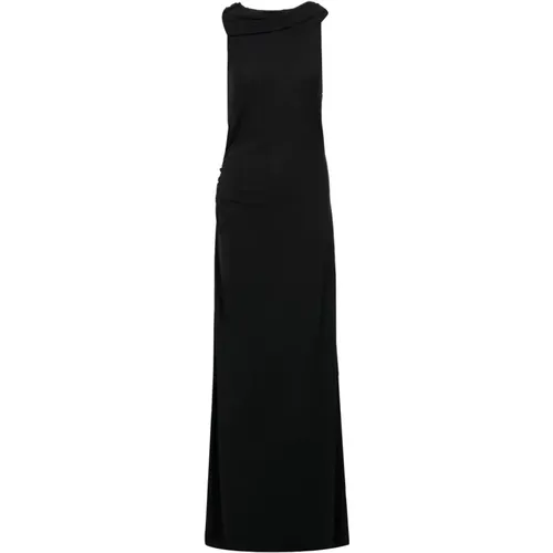 Ärmelloses Schwarzes Kleid mit Rückenausschnitt - alberta ferretti - Modalova