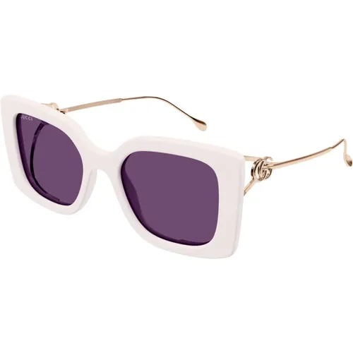 White Sunglasses with Original Accessories , female, Sizes: 54 MM - Gucci - Modalova