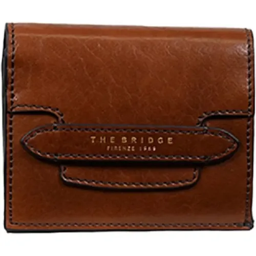 Leather Wallet with Gold Logo , female, Sizes: ONE SIZE - The Bridge - Modalova