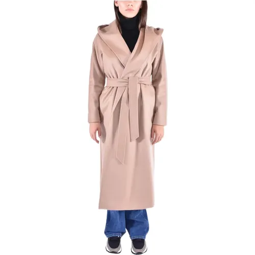 Hooded Coat with Kimono Sleeve and Matching Belt , female, Sizes: 2XS - Max Mara Studio - Modalova