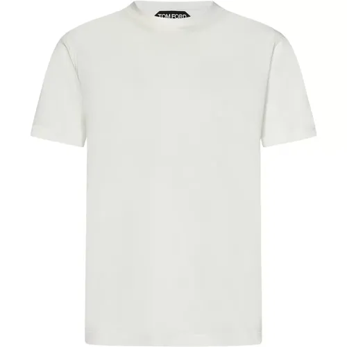 Weißes T-Shirt mit Logo-Stickerei , Herren, Größe: L - Tom Ford - Modalova