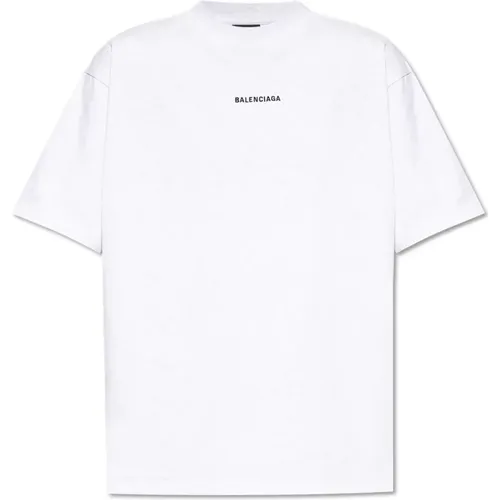 T-Shirt mit gesticktem Logo , Herren, Größe: M - Balenciaga - Modalova