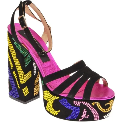 Multicolor Plateau Chunky Absatz Sandalen , Damen, Größe: 39 EU - John Richmond - Modalova