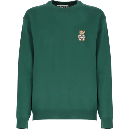 Grüner Pullover mit Teddybär-Logo - Moschino - Modalova