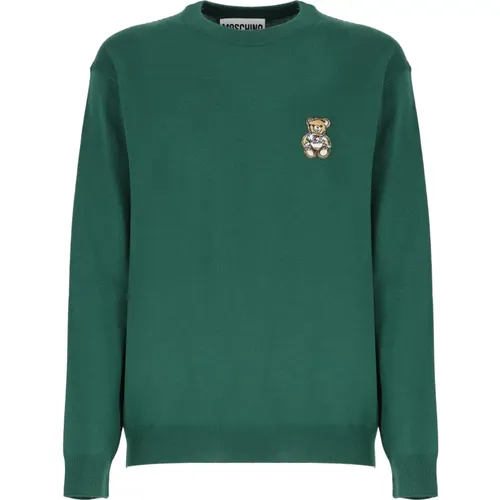 Grüner Pullover mit Teddybär-Logo , Herren, Größe: M - Moschino - Modalova