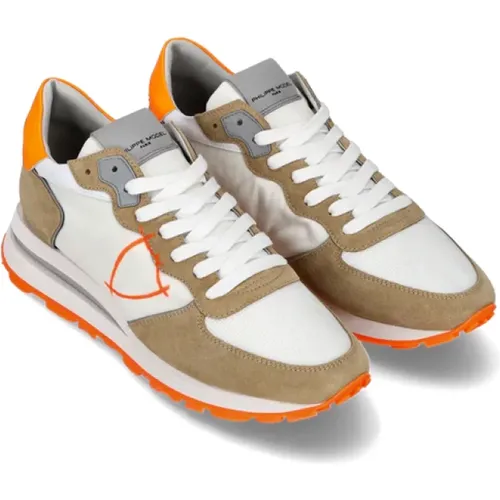 Neon Orange High Top Sneaker , Herren, Größe: 41 EU - Philippe Model - Modalova