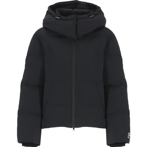 Gepolsterte Schwarze Daunenjacke mit Kapuze,Schwarzer Gesteppter Gepolsterter Mantel - Kenzo - Modalova