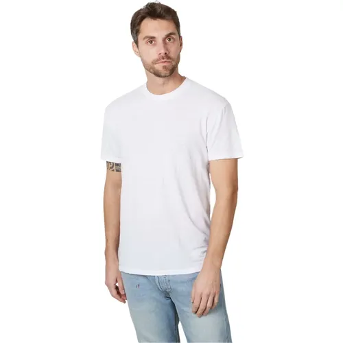 Weißes T-Shirt mit Kurzen Ärmeln aus Leinenmischung - Amaránto - Modalova