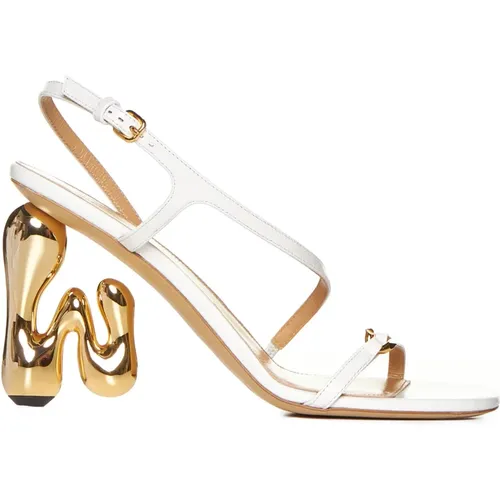 White Leather Square Toe Sandals , female, Sizes: 8 UK - JW Anderson - Modalova