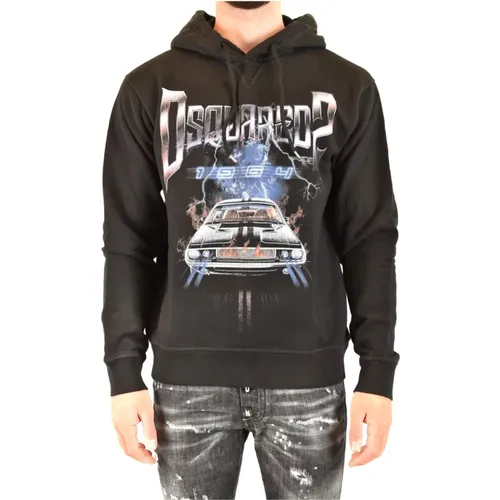 Schwarzer Baumwollhoodie Aw21 , Herren, Größe: S - Dsquared2 - Modalova