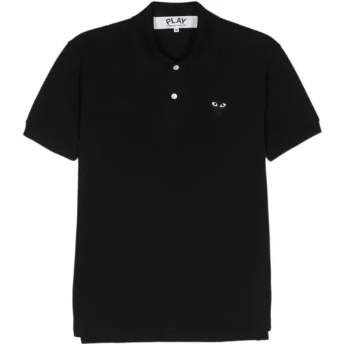 Schwarzes Logo Baumwoll-Poloshirt , Herren, Größe: M - Comme des Garçons - Modalova