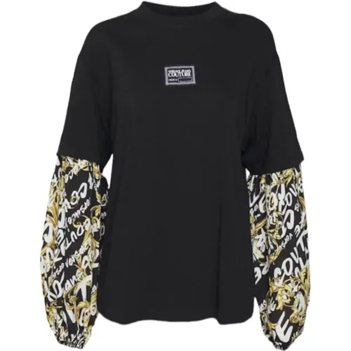 Baroque Print Long Sleeve T-shirt for Women , female, Sizes: XS - Versace Jeans Couture - Modalova