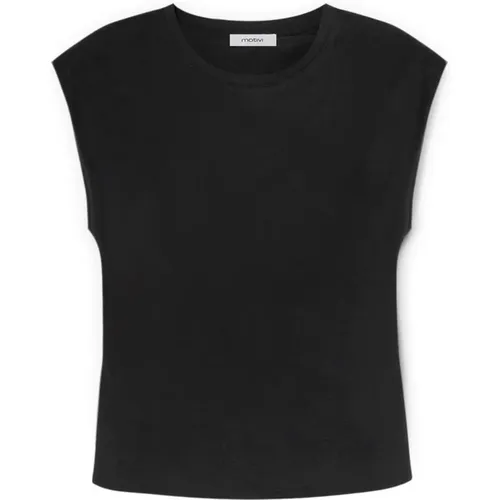 Cut-Out T-Shirt aus Baumwolljersey , Damen, Größe: L - Motivi - Modalova