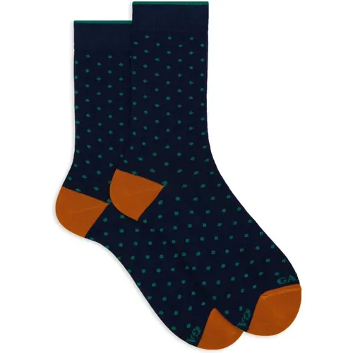 Kurze blaue Baumwollsocken für Damen mit Punkten , Damen, Größe: S - Gallo - Modalova