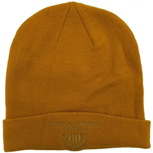 Militärstil Beanie Mütze in Ocker - aeronautica militare - Modalova