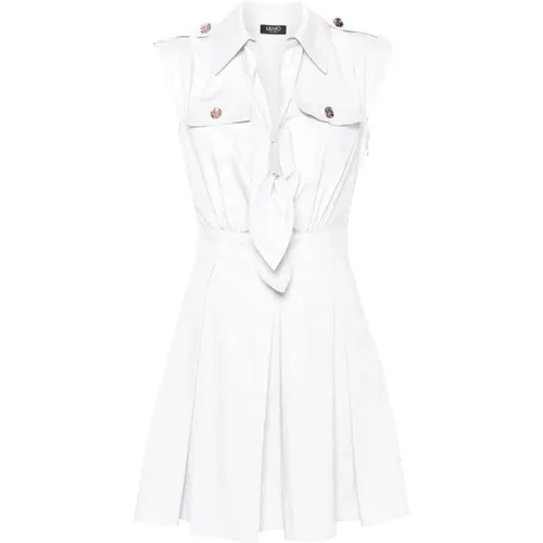 Weiße Baumwollkleid mit Dekorativen Knöpfen , Damen, Größe: XS - Liu Jo - Modalova