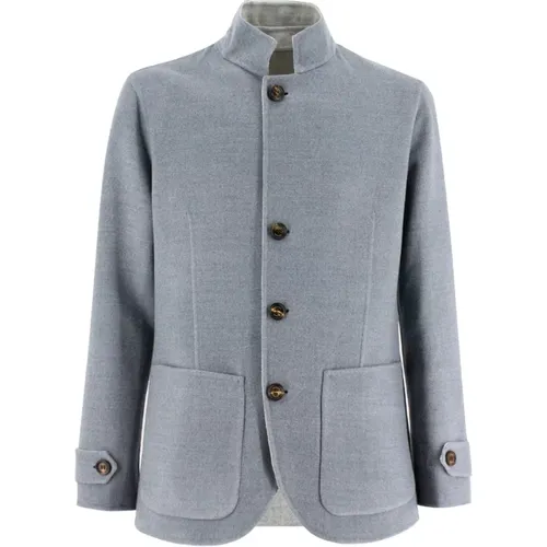 Wool Single-Breasted Mandarin Collar Jacket , male, Sizes: 3XL, XL, L - Eleventy - Modalova