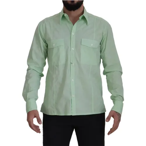 Mint Long Sleeves Button Down Shirt , male, Sizes: 2XL - Dolce & Gabbana - Modalova