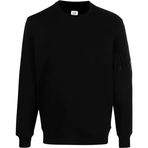 Schwarzer Diagonaler Fleece-Sweatshirt , Herren, Größe: XL - C.P. Company - Modalova