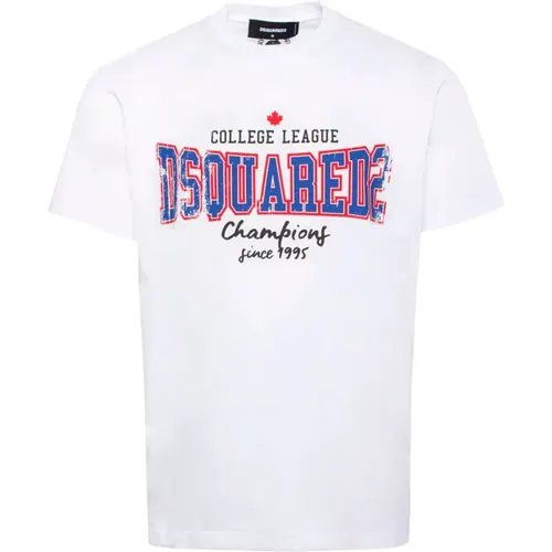 Logo-Print College T-Shirt , Herren, Größe: 2XL - Dsquared2 - Modalova