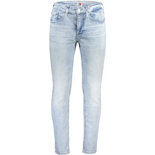 Slim Fit Denim Jeans Blau Bestickt , Herren, Größe: W28 L32 - Tommy Hilfiger - Modalova