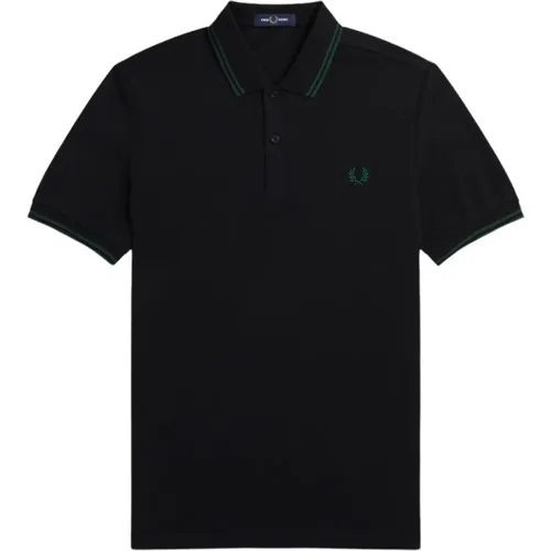 Slim Fit Twin Tipped Polo in Schwarz/Ivy - Fred Perry - Modalova
