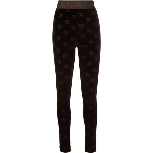 Cotton Leggings with High Waist , female, Sizes: XS - Dolce & Gabbana - Modalova