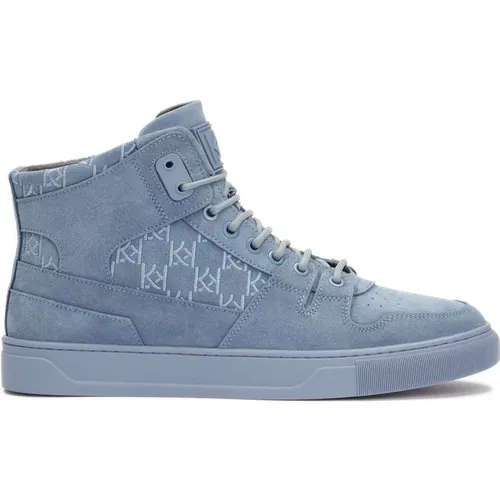 Blaue High-Top-Sneaker mit Monogrammen verziert , Herren, Größe: 43 EU - Kazar - Modalova