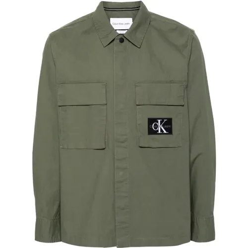 Military Cotton Shirt CK Logo , male, Sizes: M, L, S - Calvin Klein Jeans - Modalova