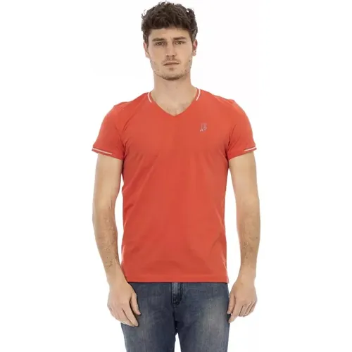 V-Neck T-Shirt with Chest Print , male, Sizes: XL, L - Trussardi - Modalova