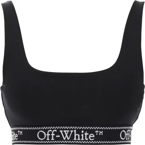 Sport bra with branded band , female, Sizes: L - Off White - Modalova