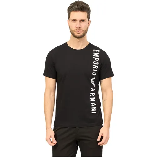 Schwarzes Baumwoll-Logo-T-Shirt , Herren, Größe: M - Emporio Armani EA7 - Modalova