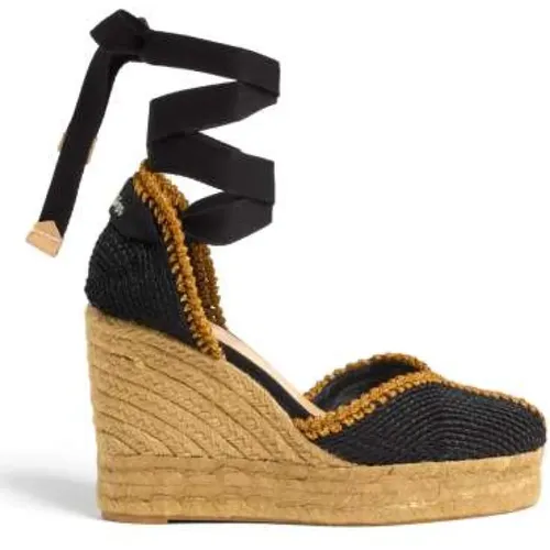 Handgemachte Espadrilles Coeur in Schwarz und Gold , Damen, Größe: 39 EU - Castañer - Modalova